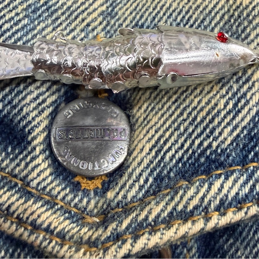 Legends & Fables Upcycled‎ Steampunk Denim Jacket w/ Vintage Watch Size L - Picture 16 of 16